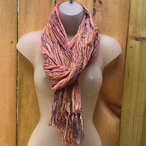 Charming Charlie Handwoven Multicolor Oblong Fringe Scarf